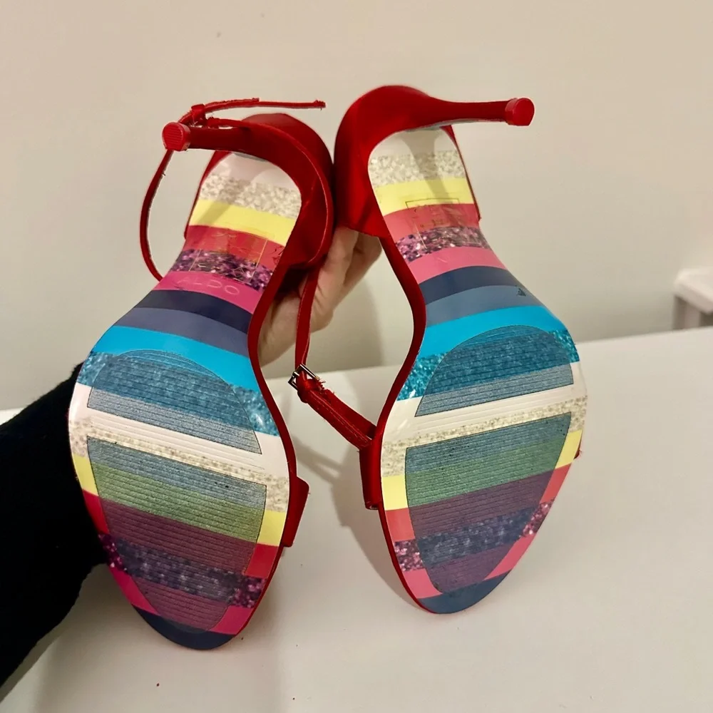 Aldo Vibrant Red Strappy Heels - Picture 5 of 5